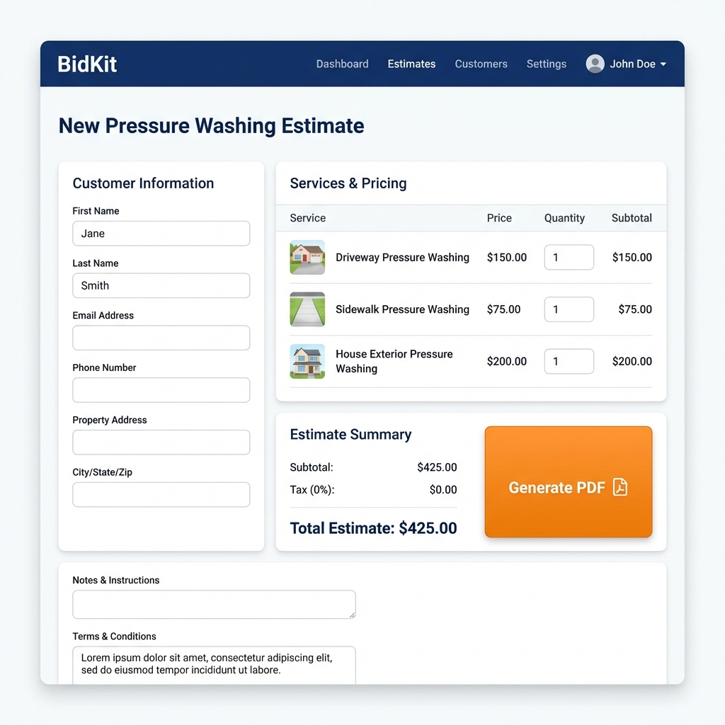 BidKit estimate preview